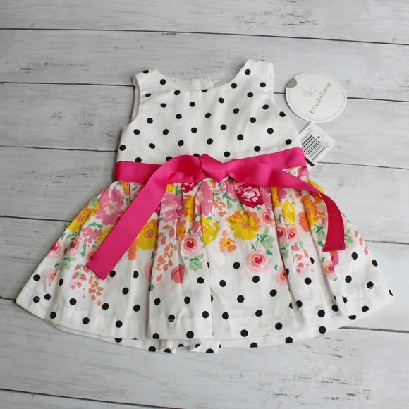 Koala Baby Vintage Girl's Dress Size 0-3 Months White Pink Floral - Picture 2 of 4